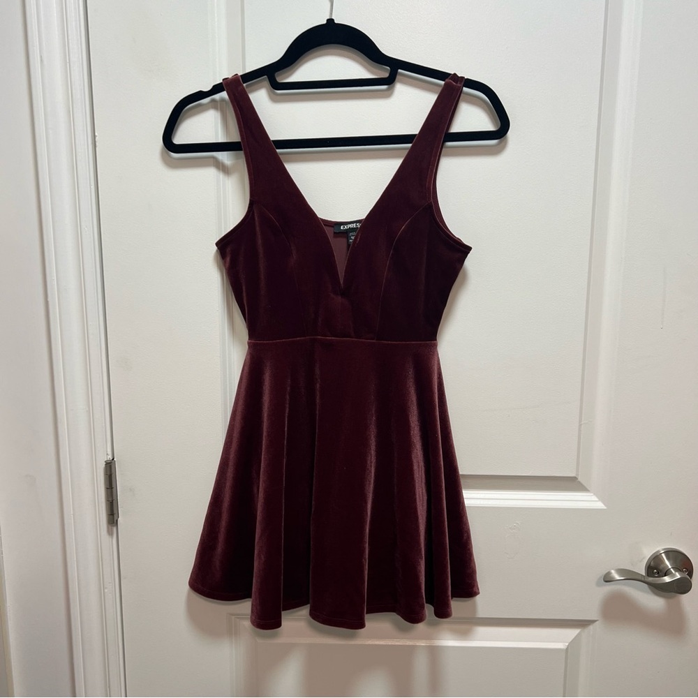 Express Minidress burgundy velvet Size XXS Petite